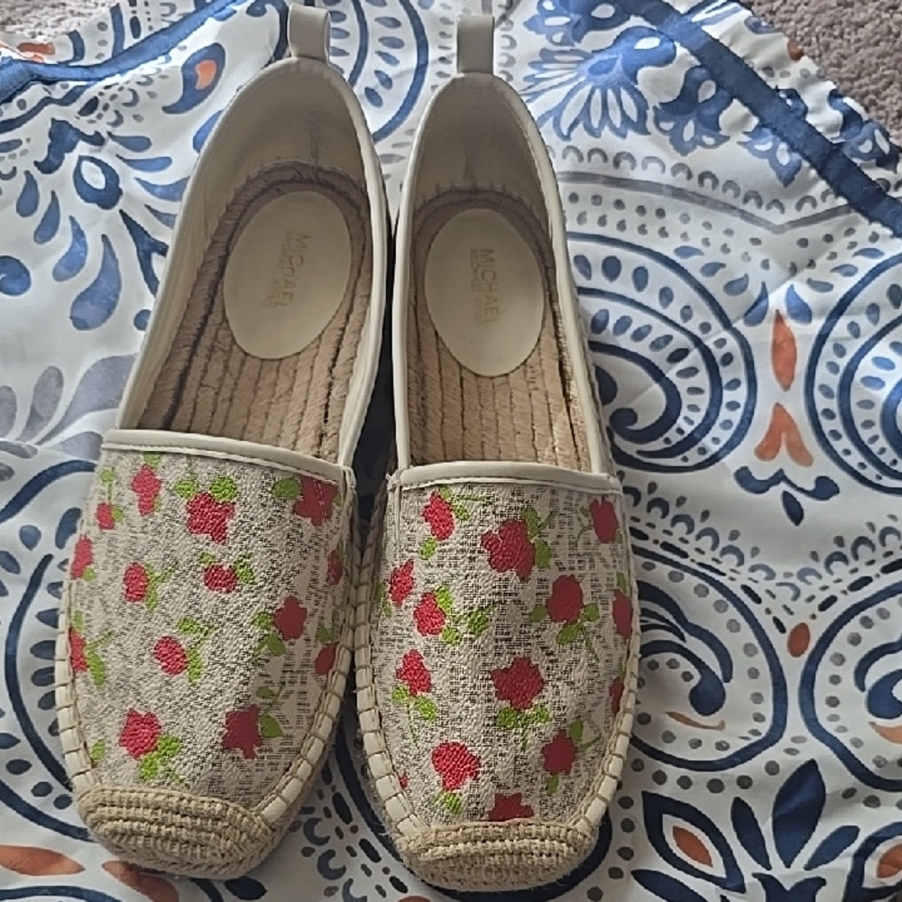 Michael Kors Red and Green Floral Espadrilles